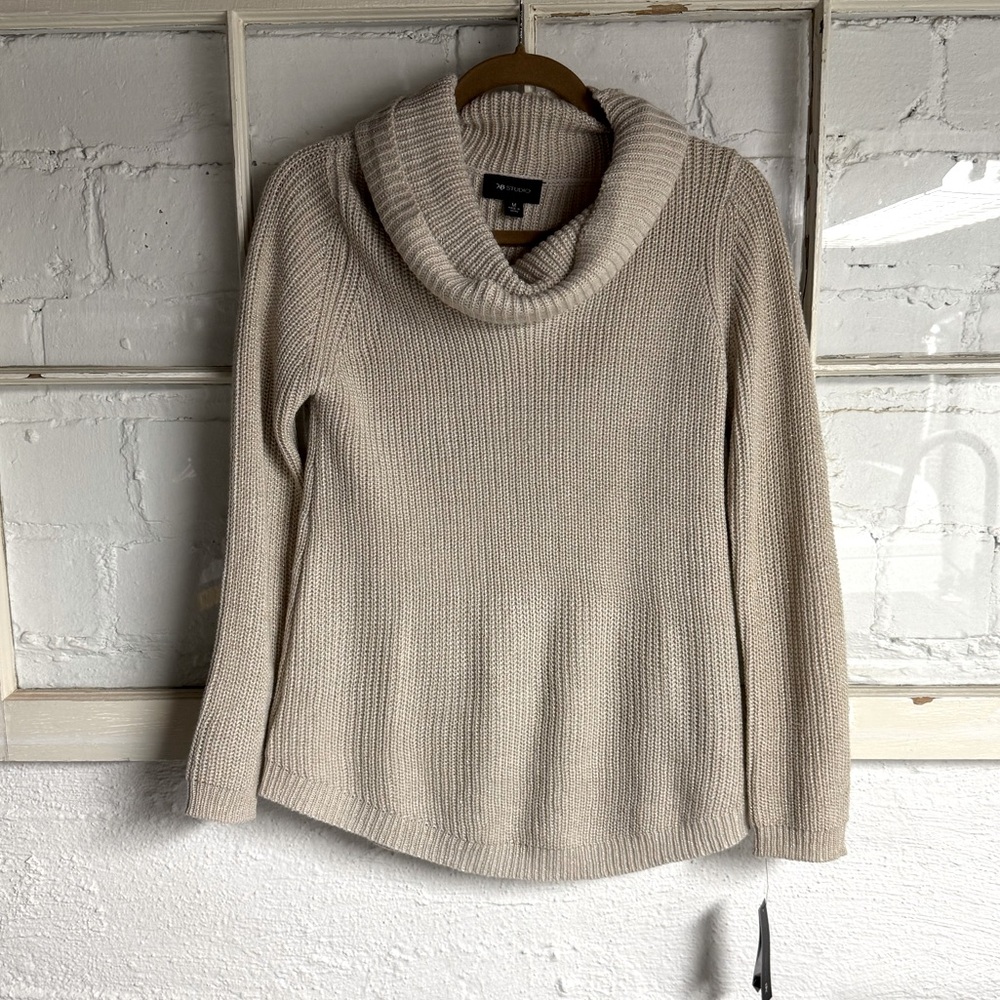 AB Studio | Tan and Gold Sweater | M